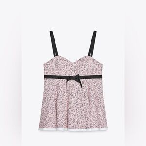 Zara Pink Tweed Top With a Bow